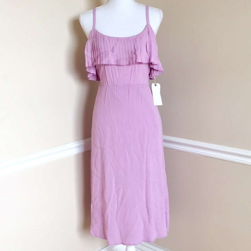 Leith Lavender Summer Pleated Ruffle Dress